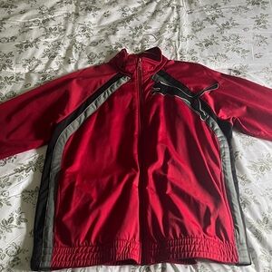Puma Red Full-Zip Performance Jacket with Gray & Black Accents